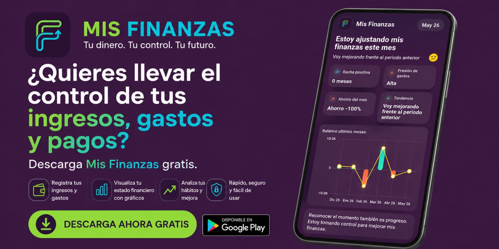 Publicidad de la aplicación Mis Finanzas
